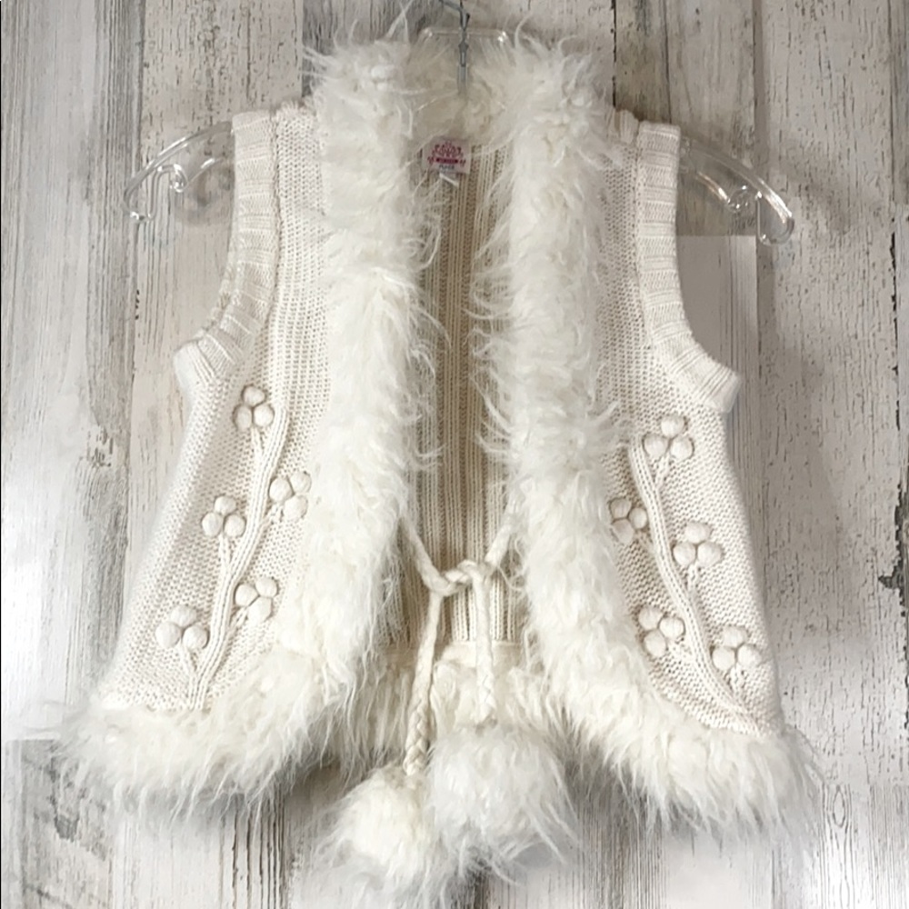 1989 Children’s Place Faux Fur Pom Pom Knit jacket vest